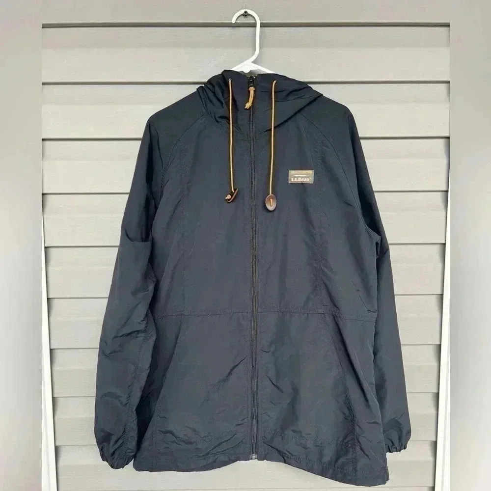 LL Bean Women’s Full Zip Nylon Windbreaker Rain Jacket Sz L Tall